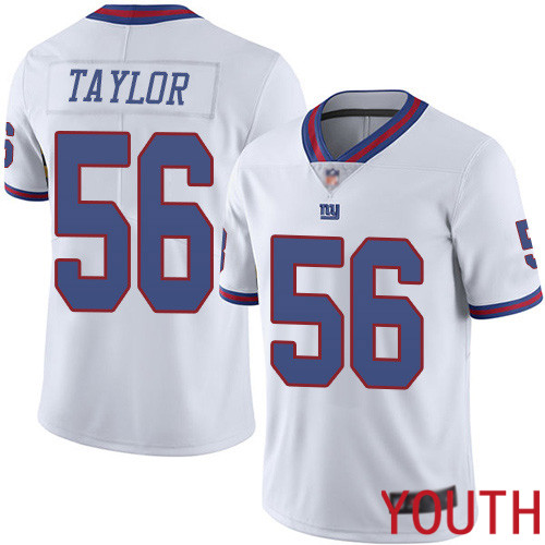 Youth New York Giants 56 Lawrence Taylor Limited White Rush Vapor Untouchable Football NFL Jersey